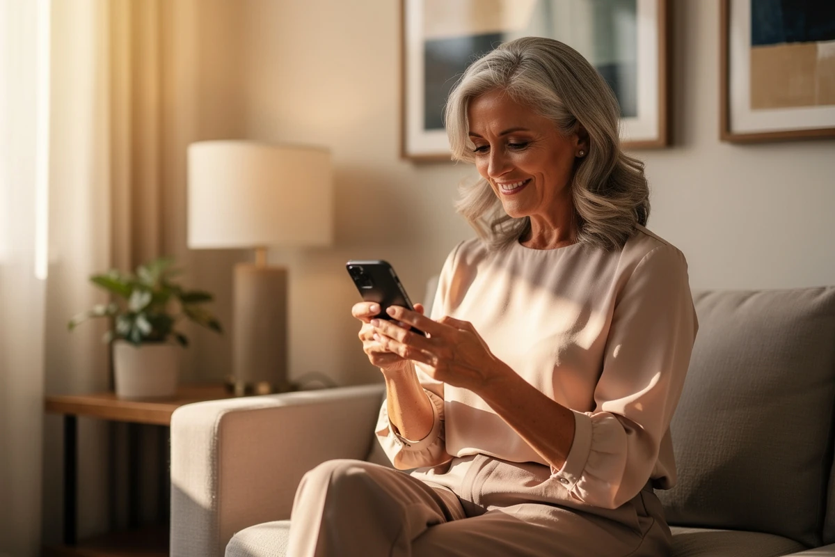 Two adults engaged in comfortable conversation