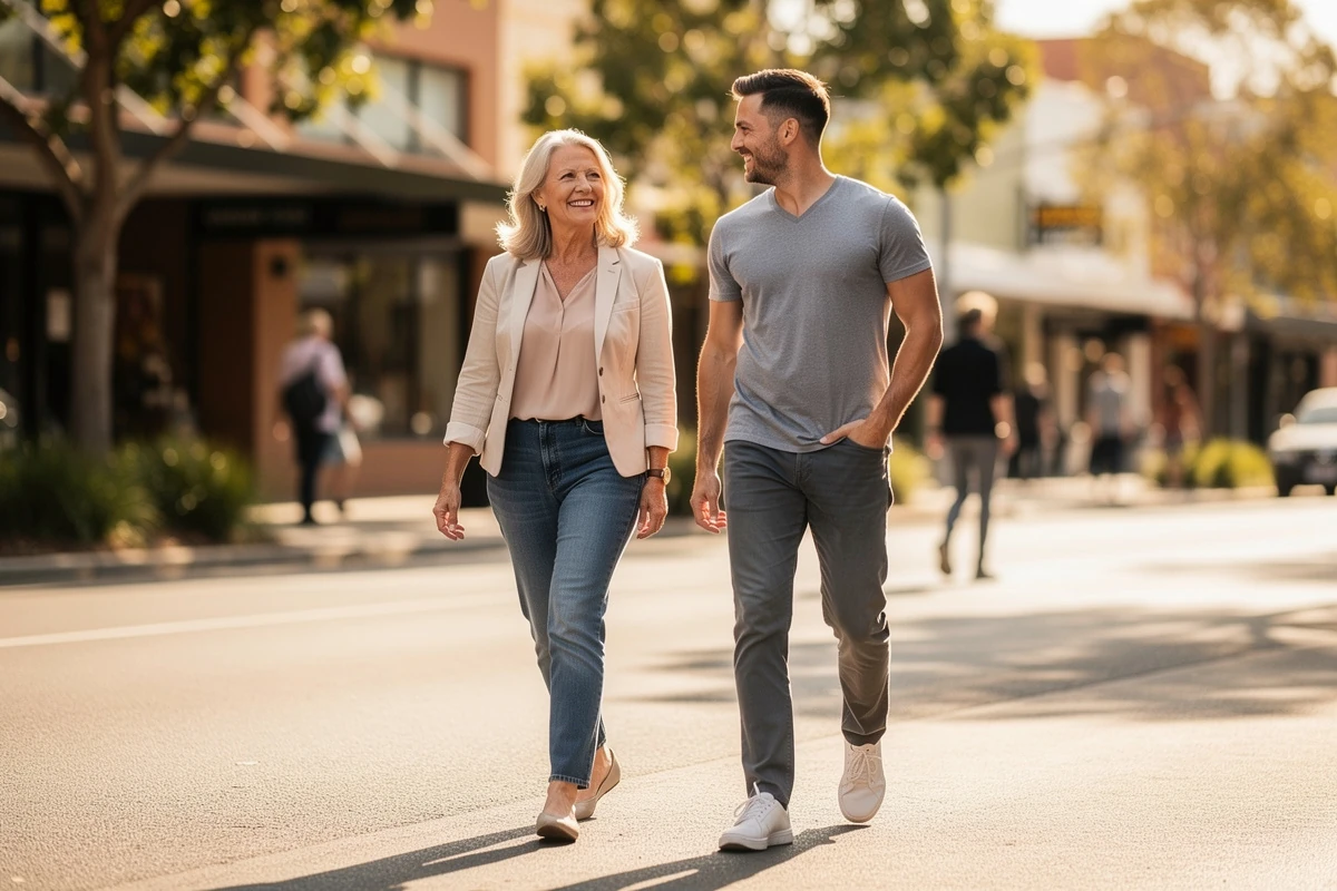 Adults walking together in Australian city